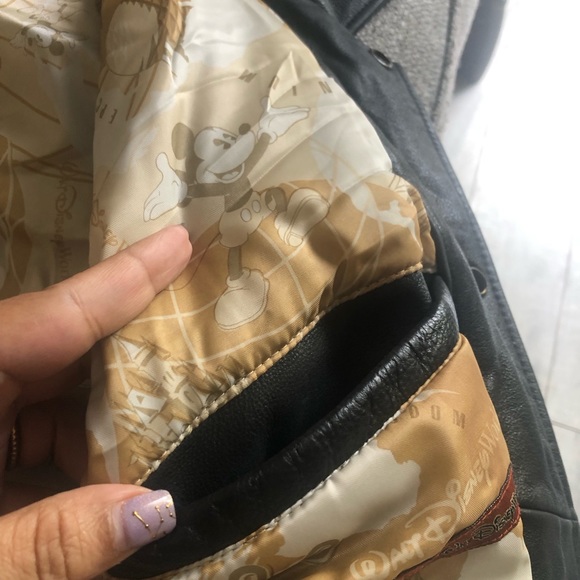 Disney 2000 Millennium Leather Varsity Bomber Jacket Mickey Mouse Sz L Rare - Picture 8 of 16